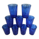 9 antique cobalt blue water glasses
