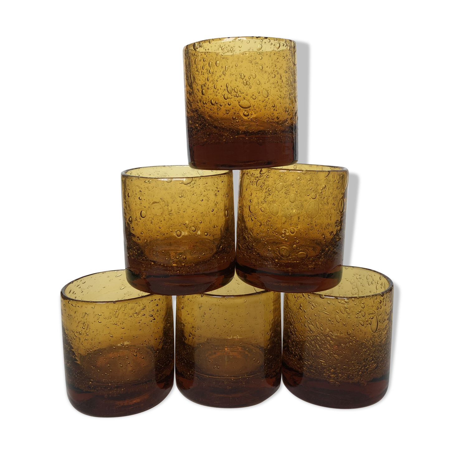 Set of 6 real Biot glass handmade