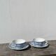 Pair of signed blue porcelain cups