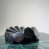 Empty pocket black glazed ceramic ashtray, 1970