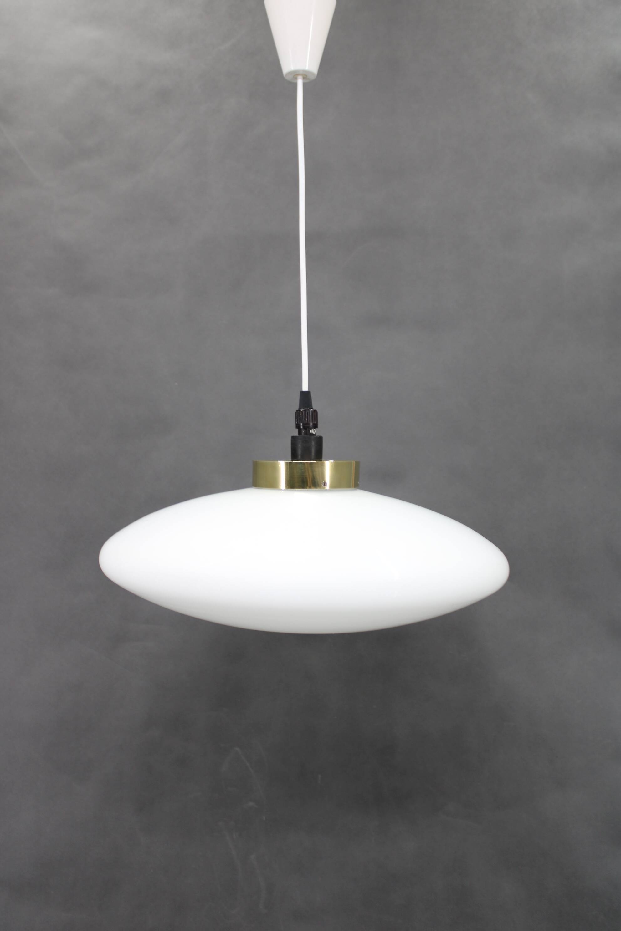 1970s UFO Glass Pendant Light, Czechoslovakia