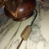 Large lamp, bouquet of vintage anemone flowers, gold metal, Hans Kogl