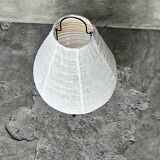 Small Japanese-style table lamp in linen, metal and rattan in the shape of a drop H50 D30