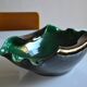 Grande coupe à fruits en céramique vert et noir années 60 60's 1960