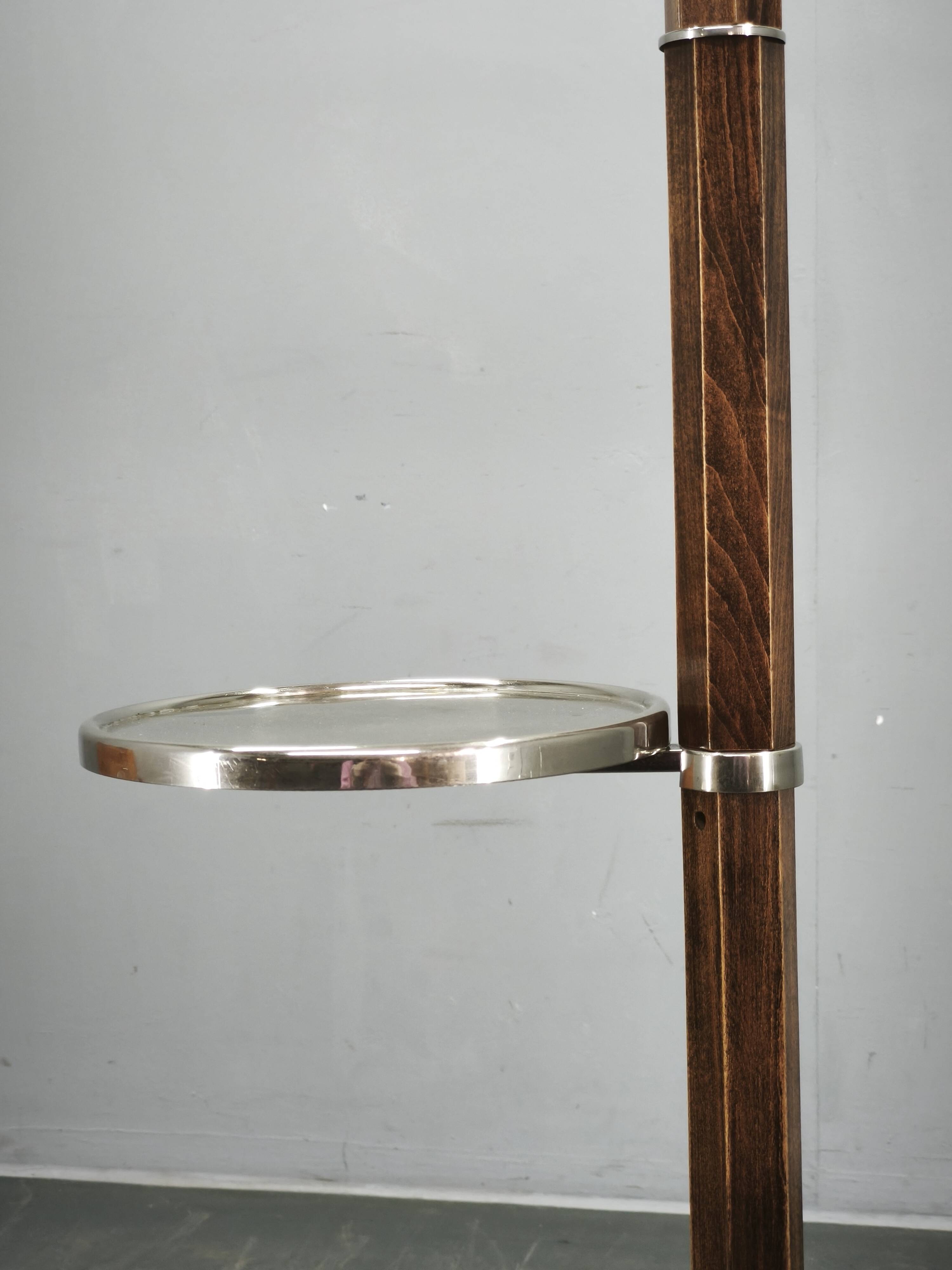 Czech Art Deco Adjustable Floor Lamp with Table, 1930s