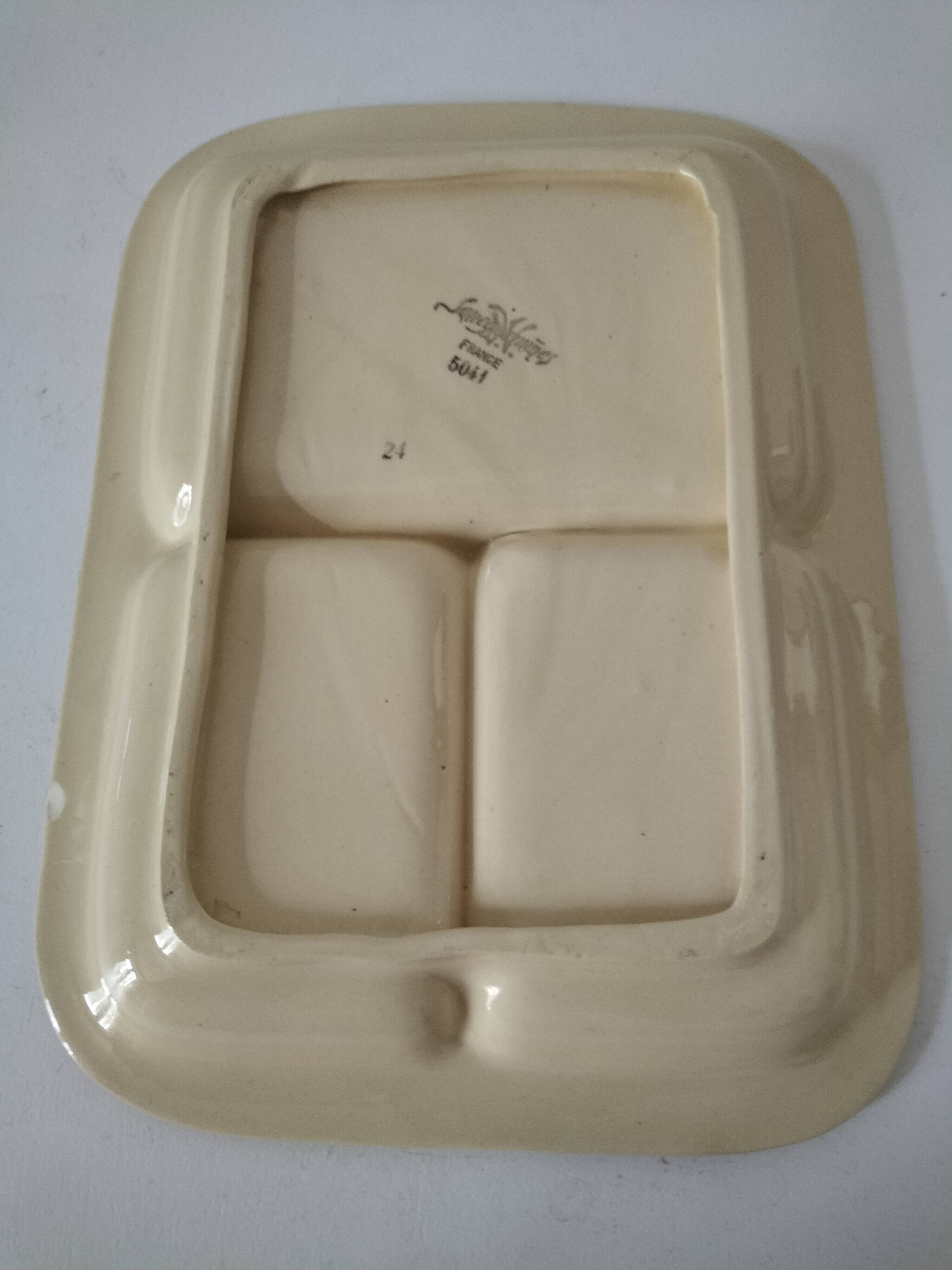 Vintage Sarreguemines compartmentalized plate model 5041 with Japanese decoration