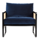 Fauteuil cannage structure noire velours marine