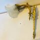 St Louis XVI wall light in solid gilded bronze + fluted glass shade