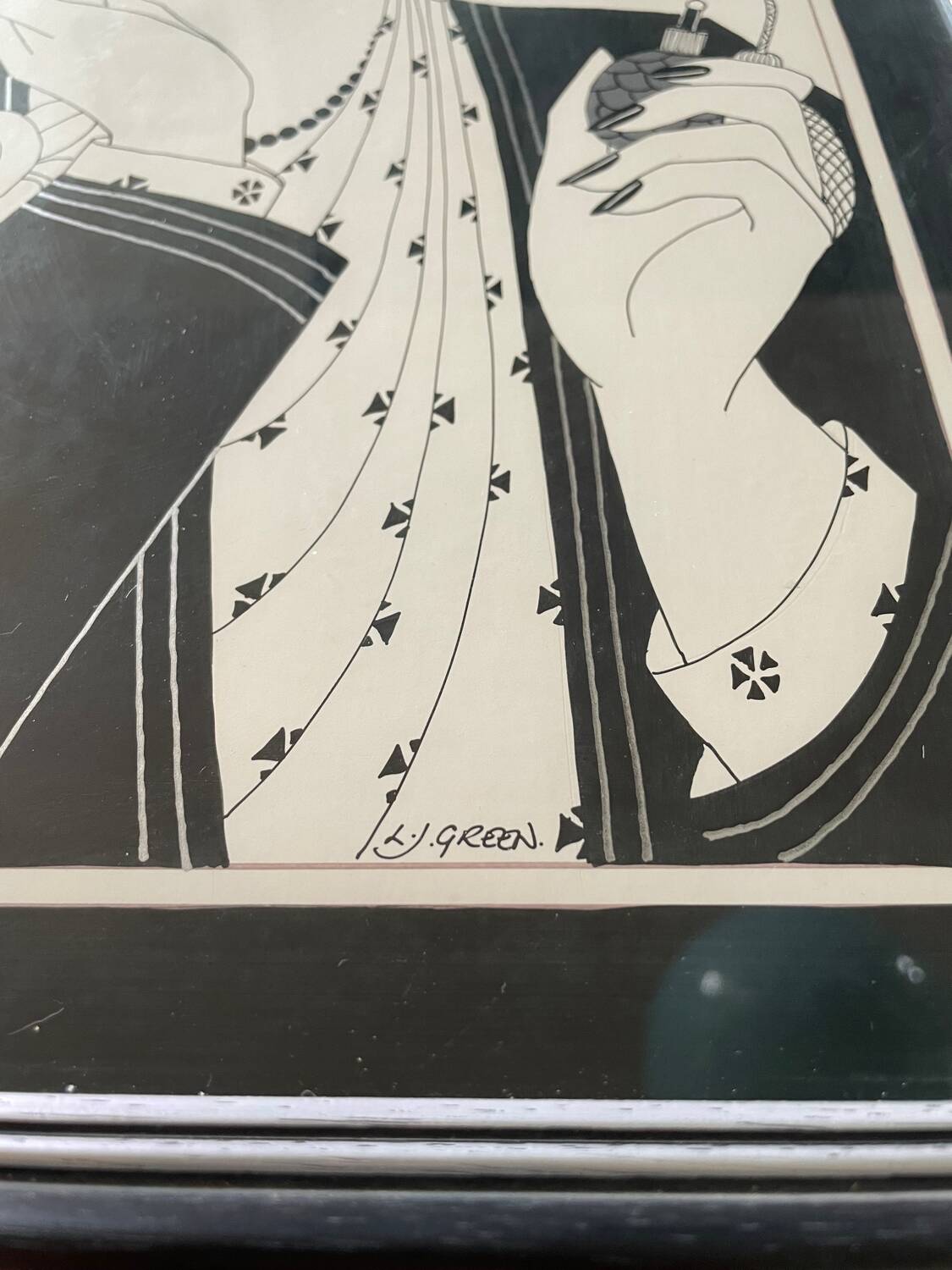 Antique pen and ink art deco fashion designs by ljgreen