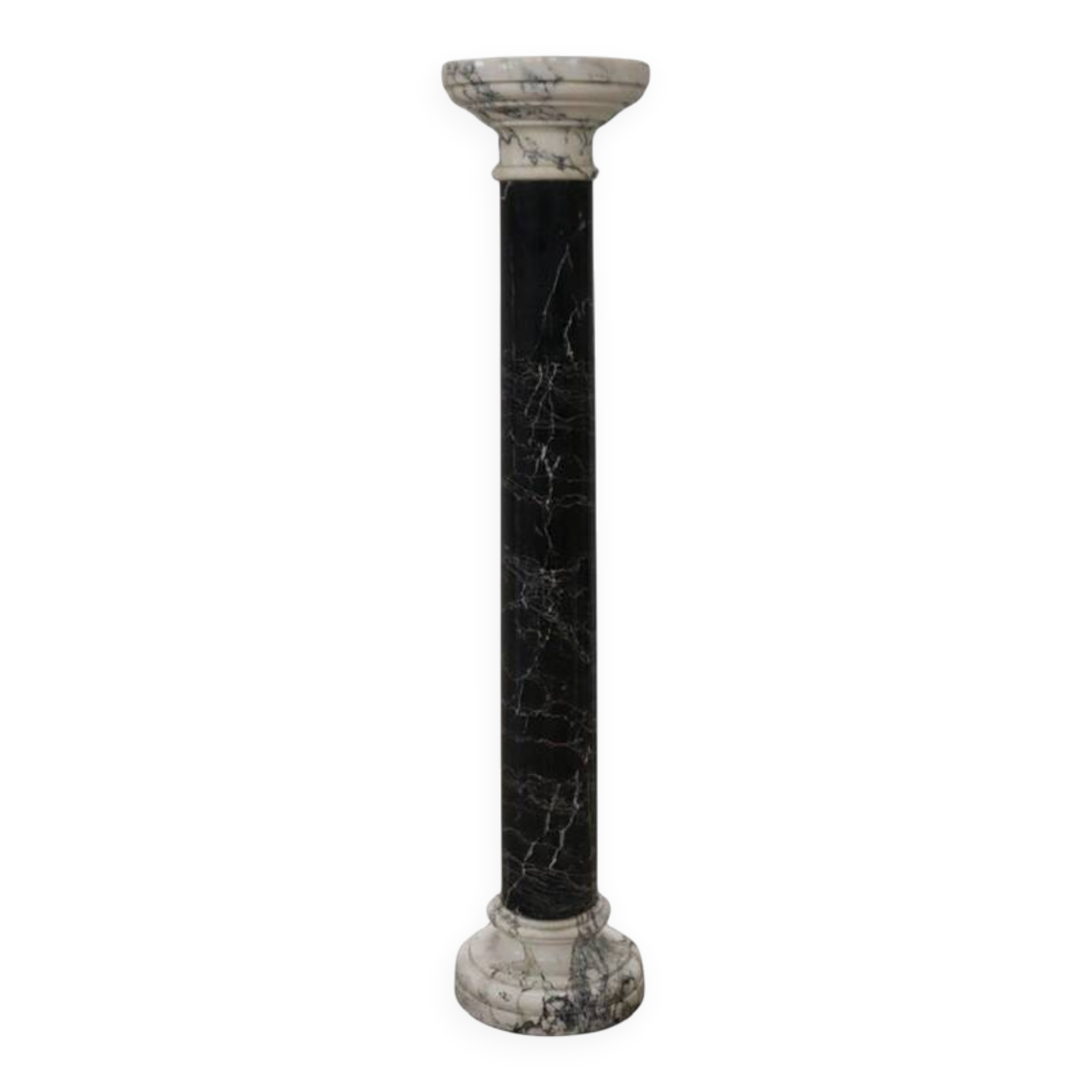 Antique black and white marble column, Italy, late 19th century