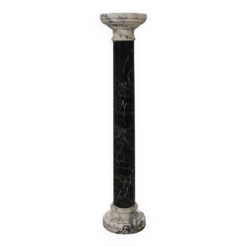 Colonne antique en marbre noir et blanc, Italie fin du 19ème siècle