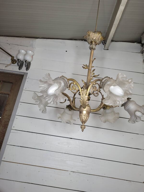Ancien lustre en bronze 6 lumières