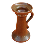 Varnished terracotta spool candlestick