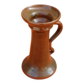 Varnished terracotta spool candlestick