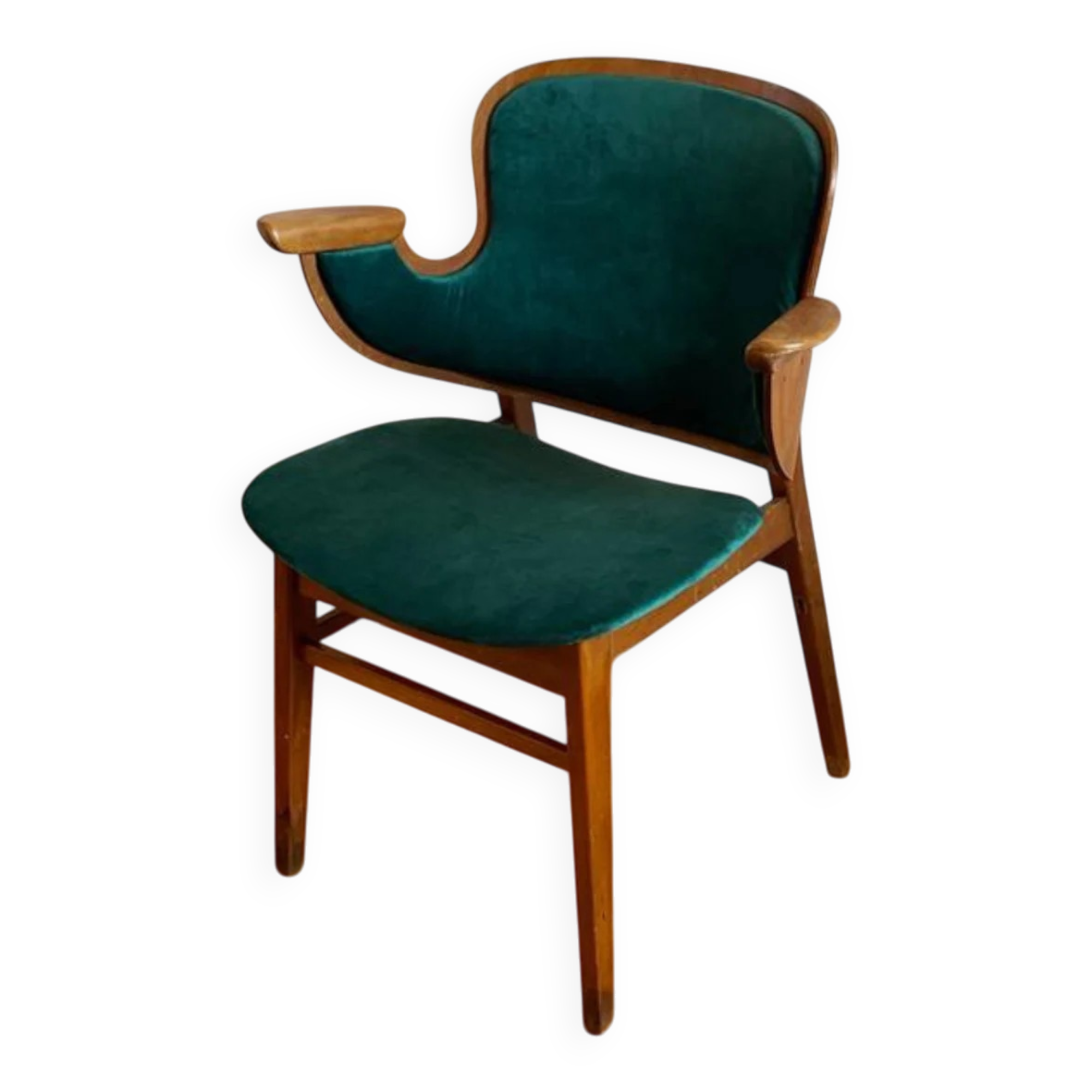 Vintage Scandinavian armchair in green velvet