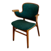 Vintage Scandinavian armchair in green velvet