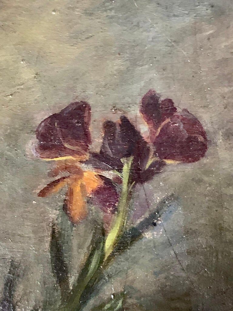 "Still Life with Flowers" Oil on canvas hand painted French School 19th century