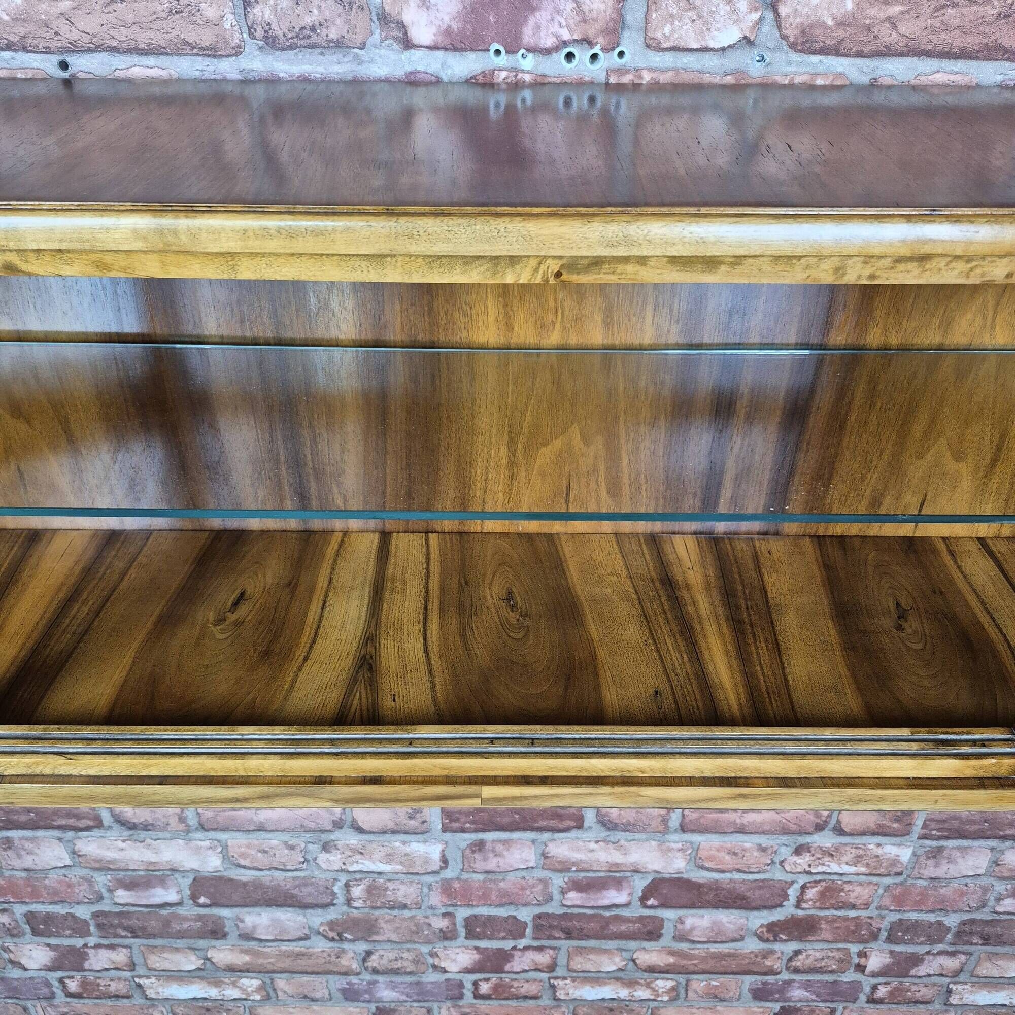 Upcycled Art Deco Walnut Wall Cabinet with Slatted Glass Corners - 1930s