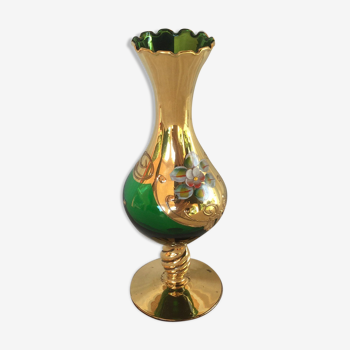Vase soliflore Murano 1960 doré à l’or fin