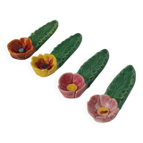 4 porte-couteaux fleurs signés vintage