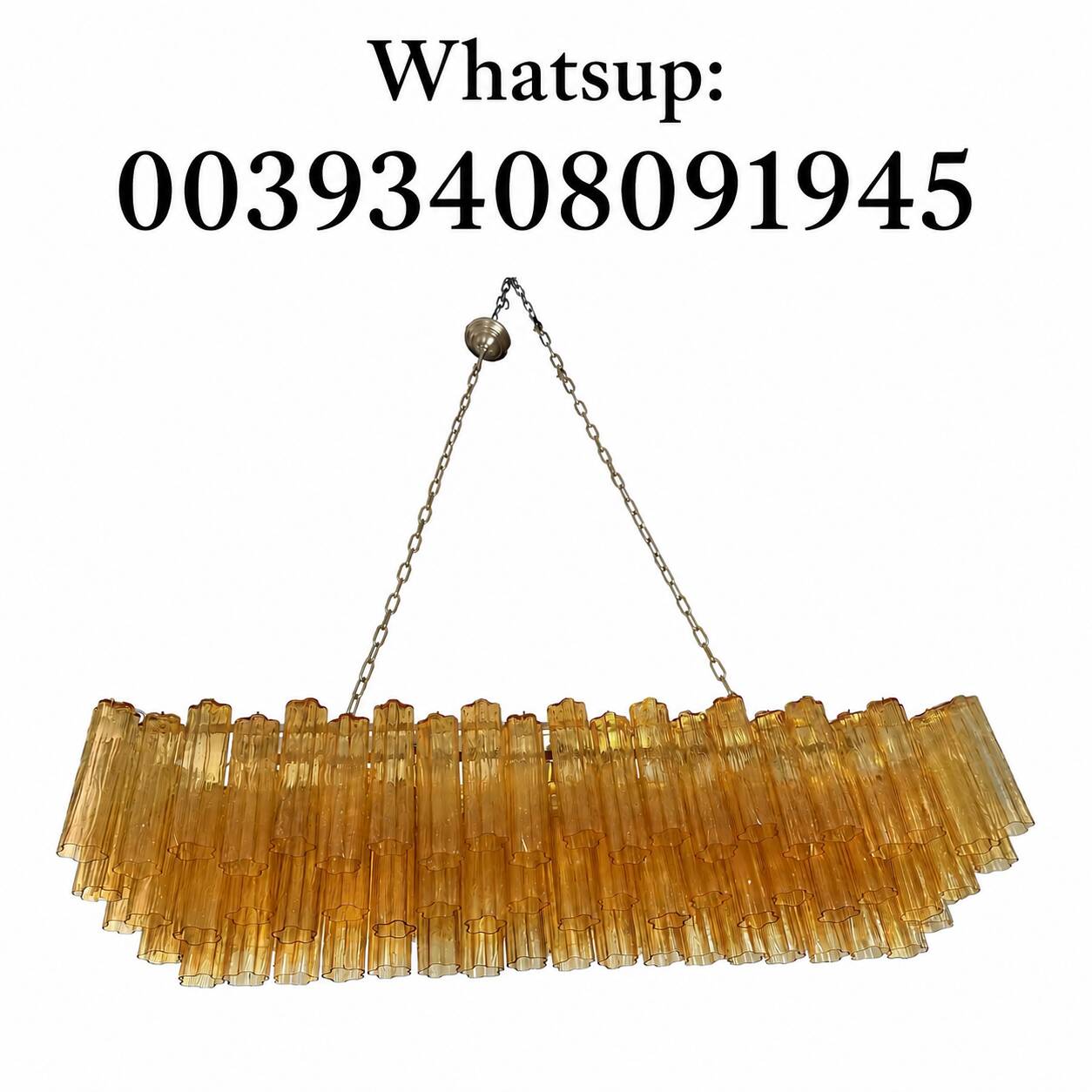 Contemporary Rectangular Luxury "Tronchi" Murano Glass Gold Chandelier