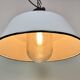 White enamel and cast iron industrial pendant light with glass cover, 1960s