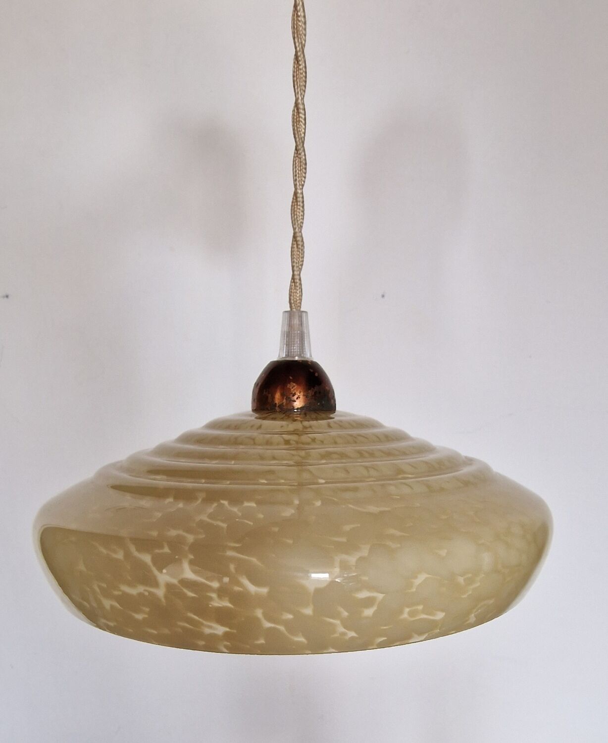 Two glass hanging lamps from clichy art deco period