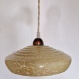 Two glass hanging lamps from clichy art deco period