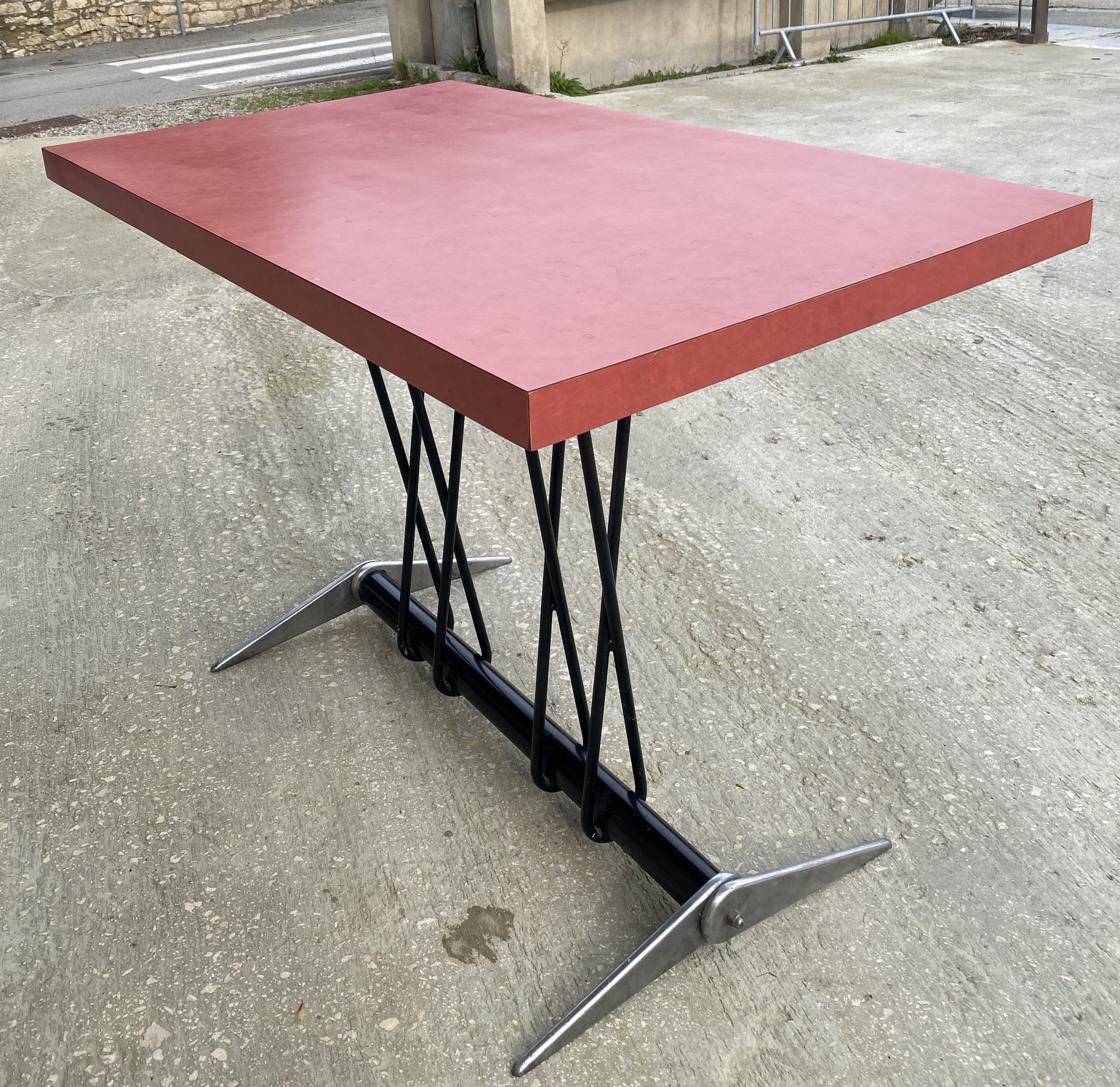 Jean Prouvé table from the refreshment area of the Dancourt-les-Conflans Aeroclub.