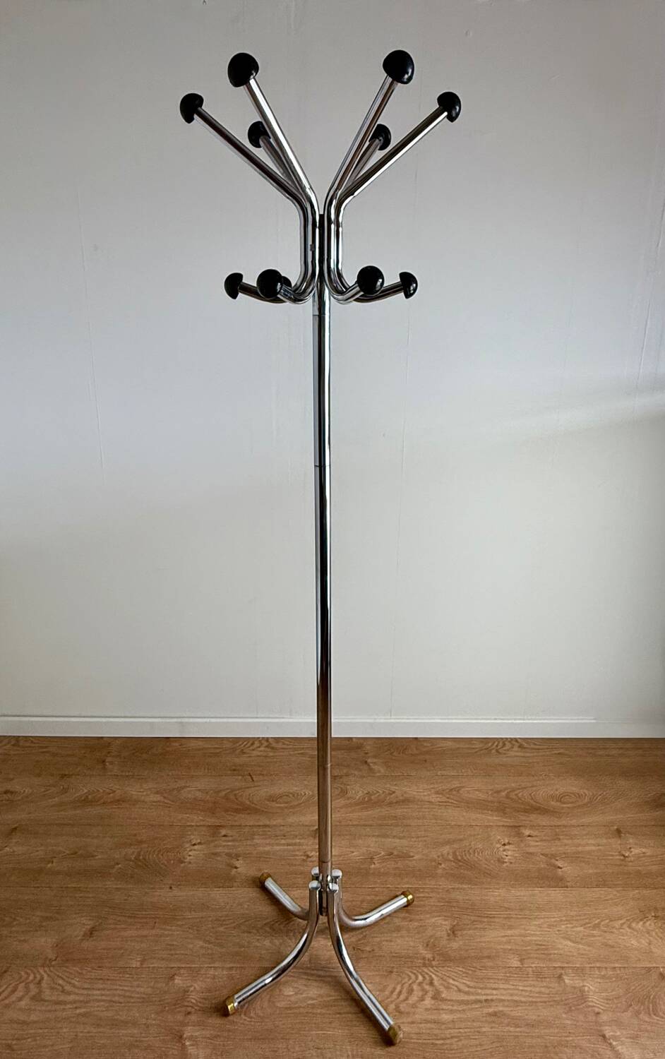 Vintage stainless steel coat rack – 12 hooks