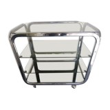Desserte table roulante chrome et verre années 1970