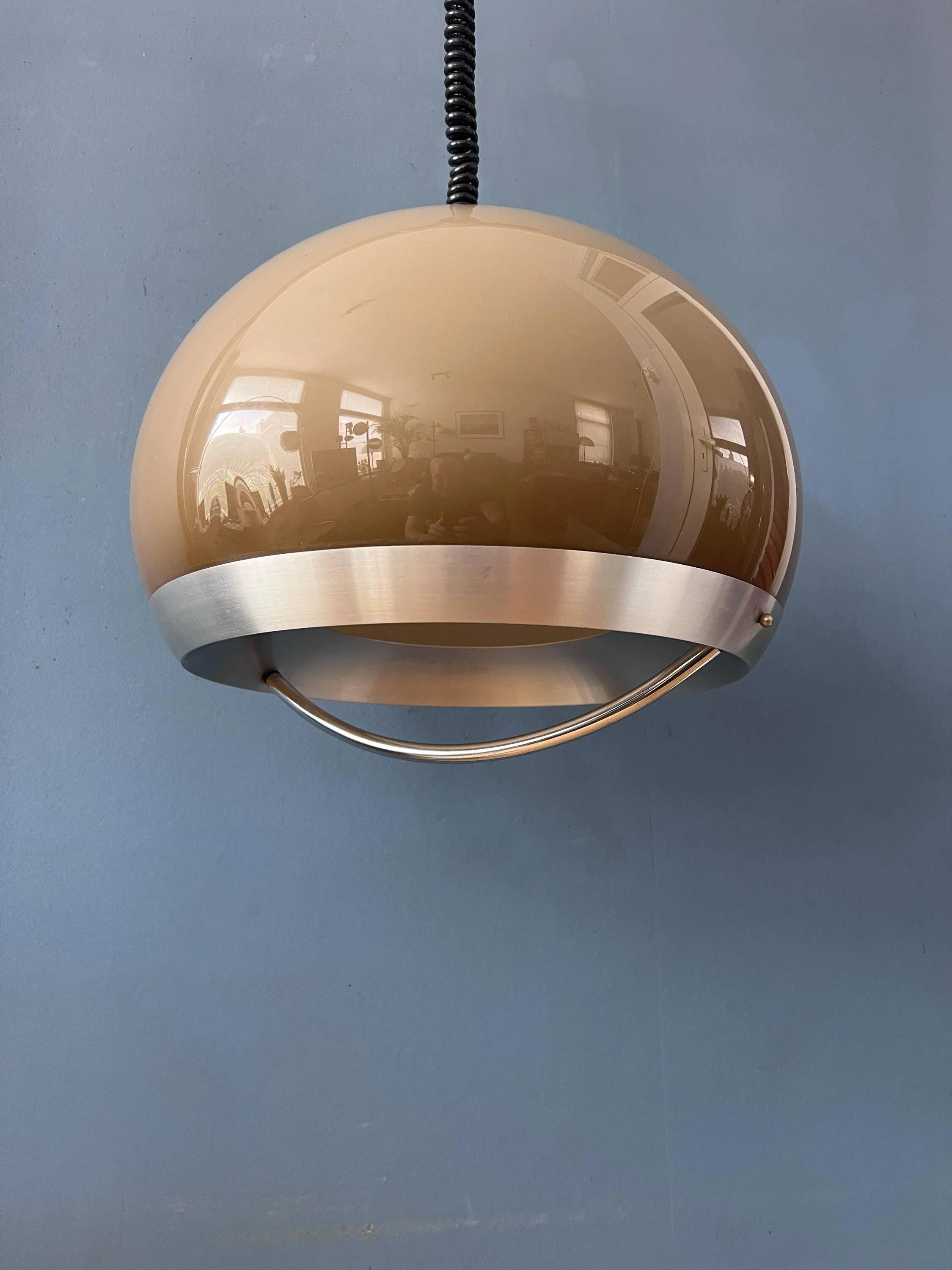 Vintage Space Age Dijkstra mushroom suspension, mid-century modern ceiling light.