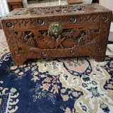 Carved wooden chest