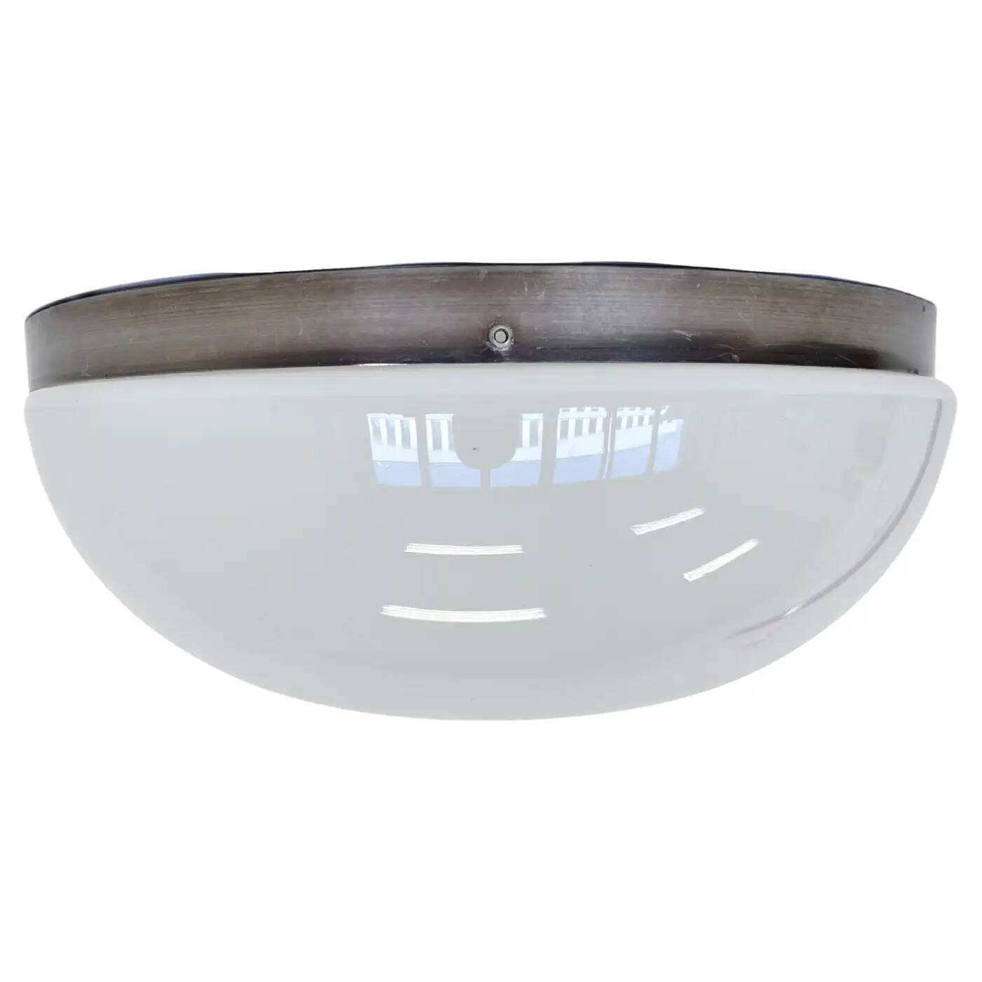 Big chrome Bauhaus ceiling or wall lamp/flushmount, 1940s