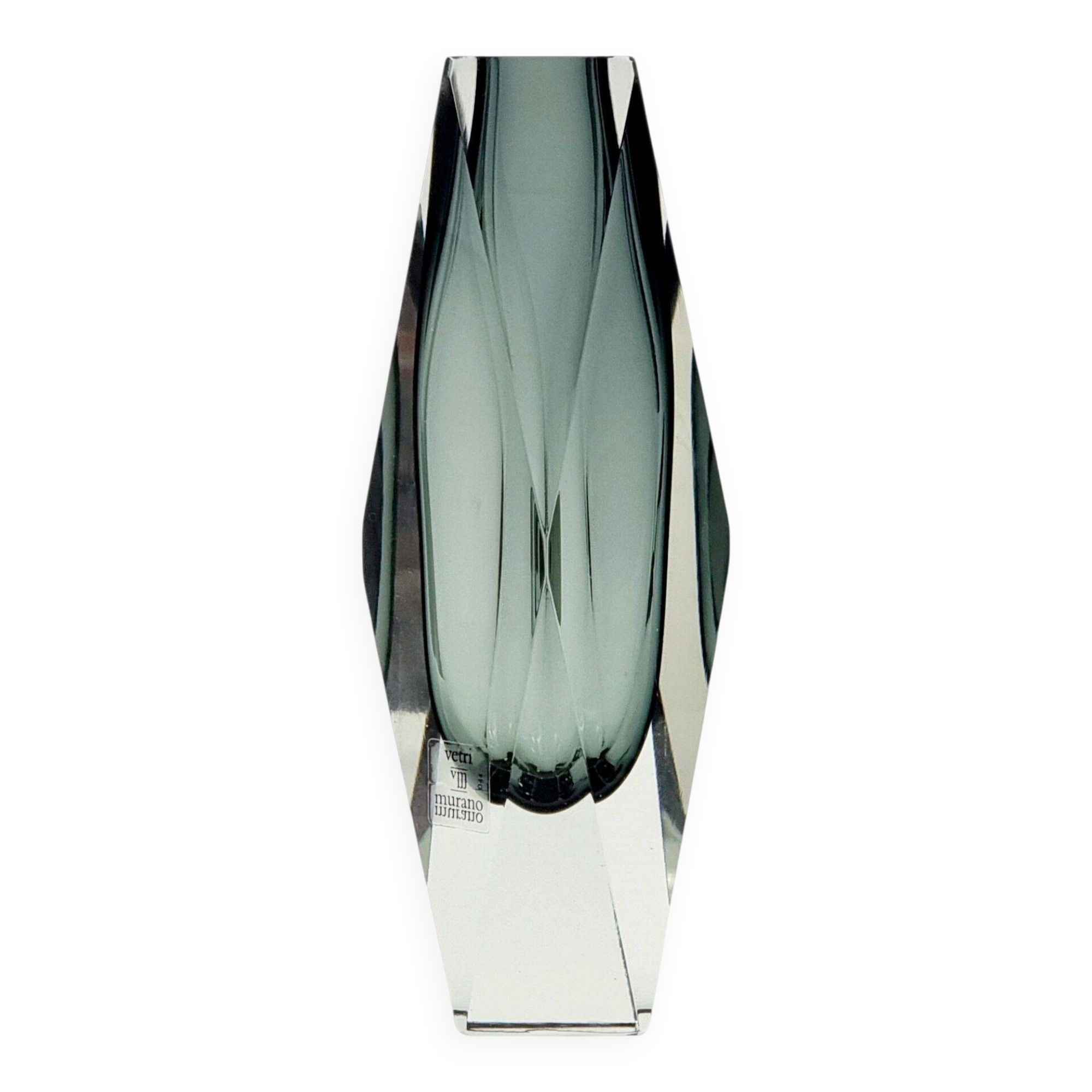 Labelled Sommerso Murano Glass Vase by F. Poli for A. Mandruzzato, Italy