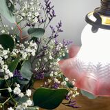 Vintage tulip ride in pink and white frosted glass