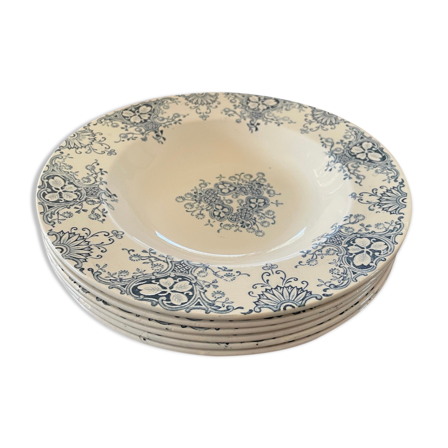 Six old K&G Lunéville hollow plates