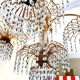 Chandelier crystal of Murano pagoda 1970 gold metal frame
