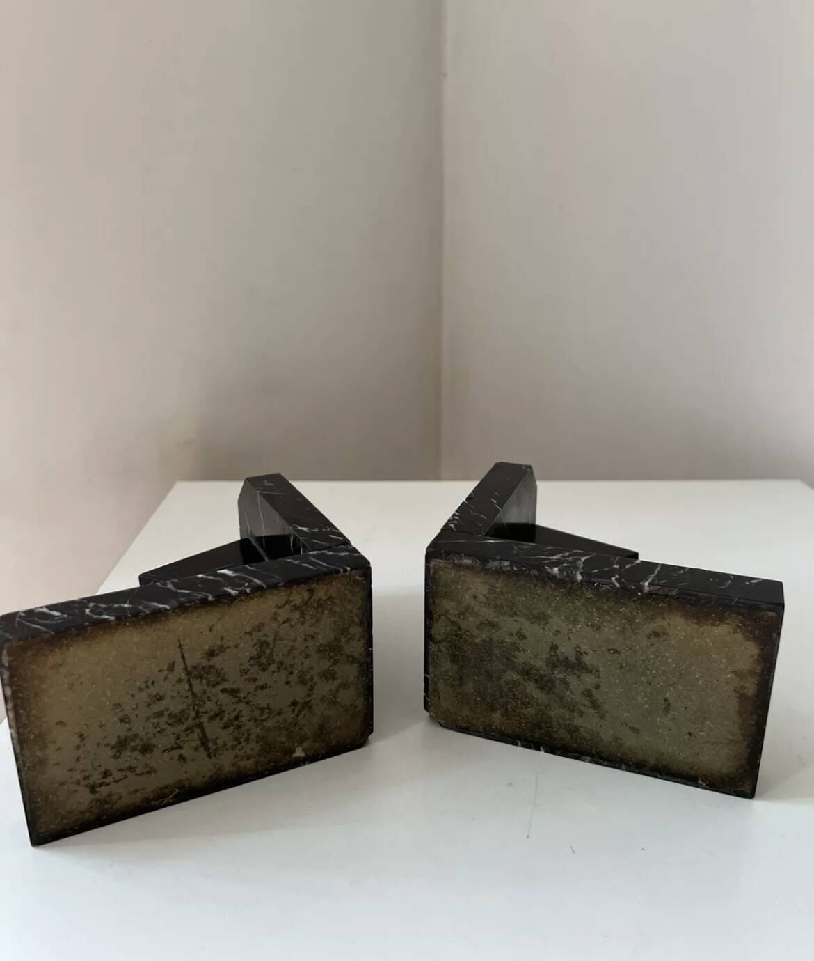 Pair of Art Deco marble bookends