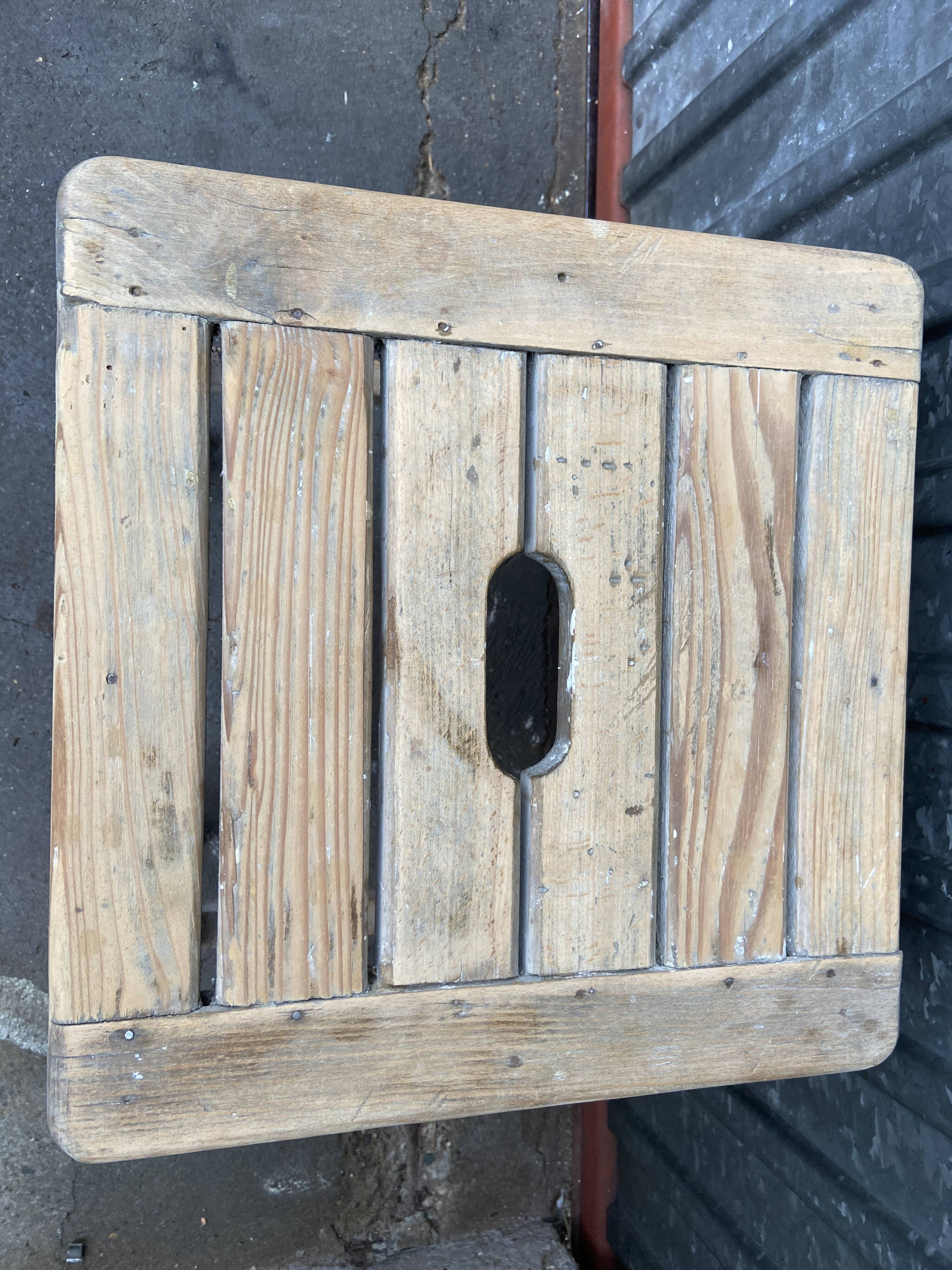 Rustic stool vintage raw natural wood 1950s