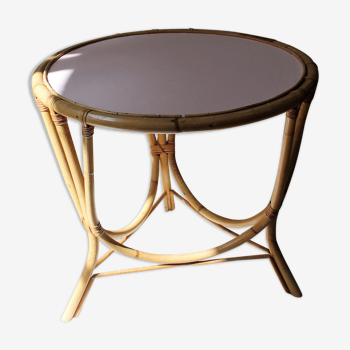 Table ronde rotin vintage