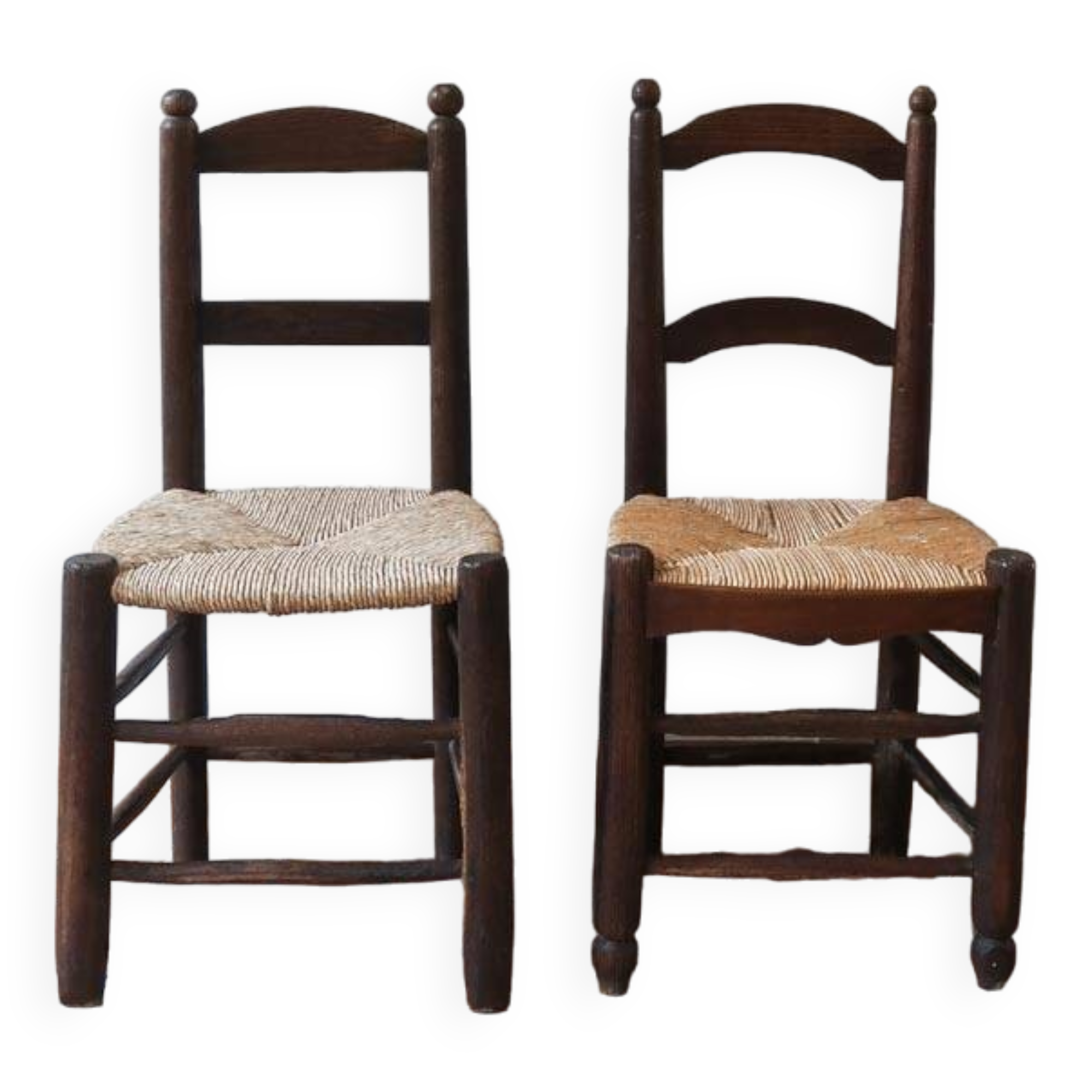 Pair of straw farm chairs