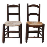 Pair of straw farm chairs