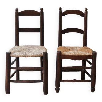 Pair of straw farm chairs