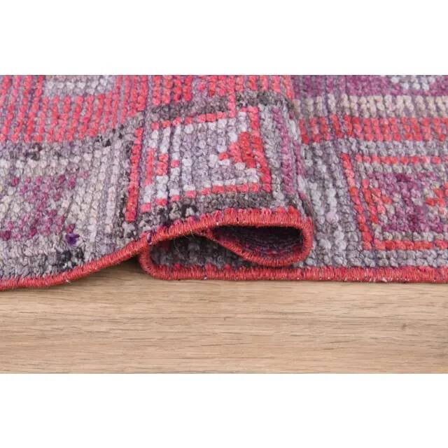 Vintage Turkish Vintage Oushak Pink Purple Runner Rug 88x291