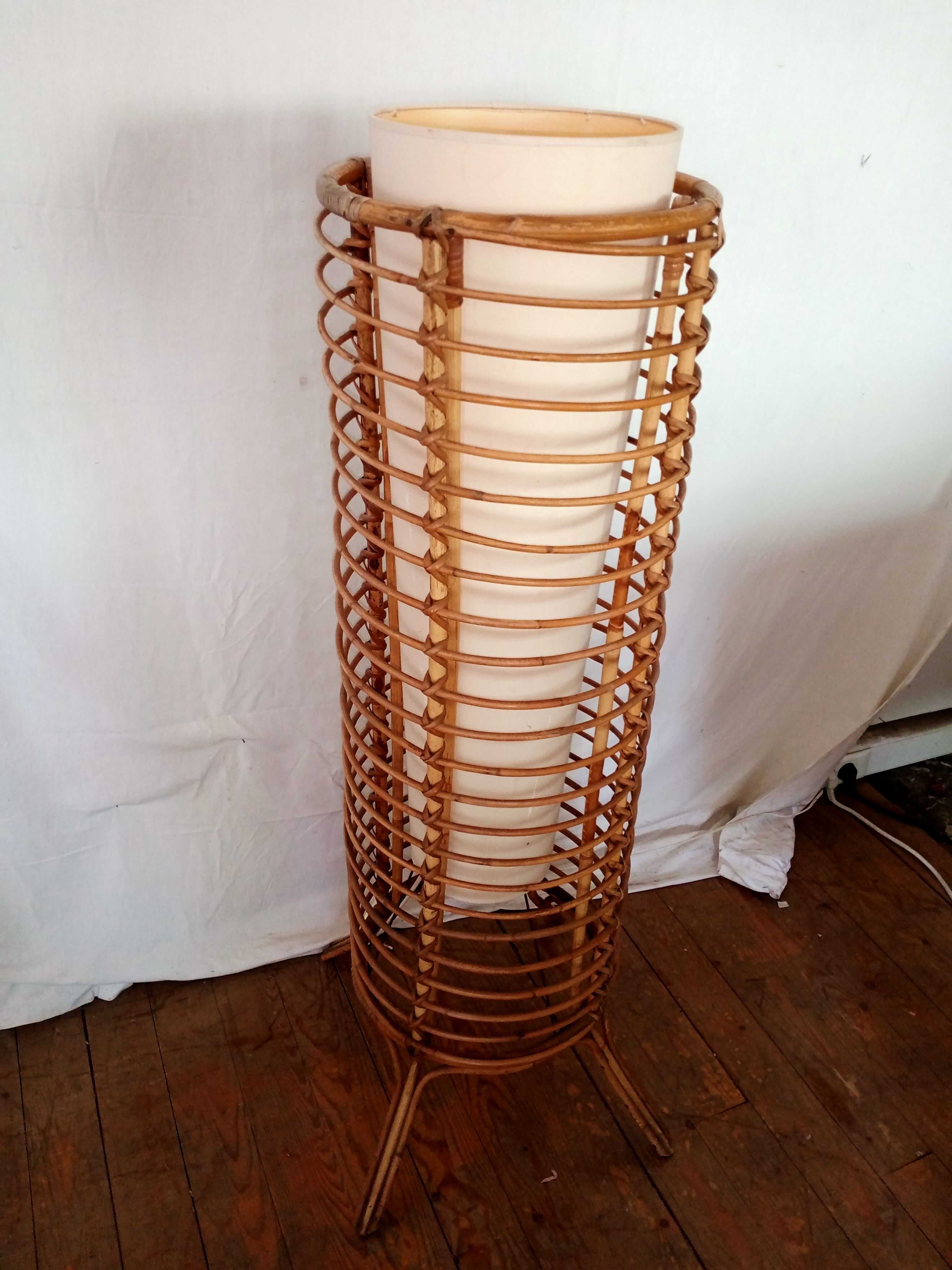 Vintage bamboo floor lamp