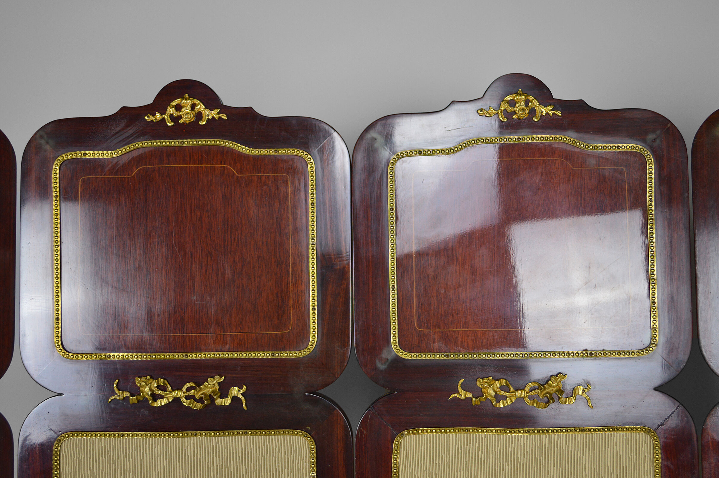 Neoclassical inlaid mahogany screen