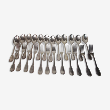 24-piece cutlery set in silver metal