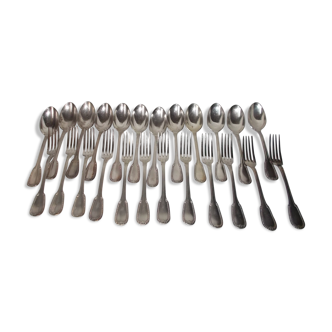 24-piece cutlery set in silver metal