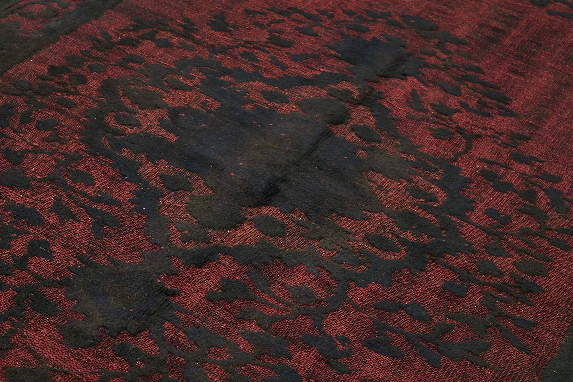 Overdyed Wool Vintage Handmade Carved Rug 169 cm x 288 cm